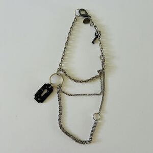 THEA GRANT Silver Layer Chain Links With Black Key & Key Hole Necklace